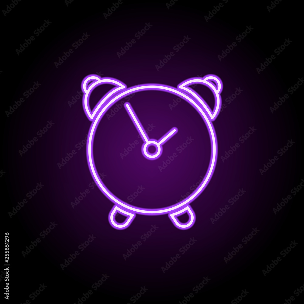 Poster alarm clock icon. elements of web in neon style icons. simple icon for websites, web design, mobile 