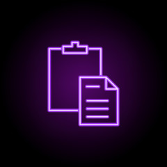 paste sign icon. Elements of Web in neon style icons. Simple icon for websites, web design, mobile app, info graphics