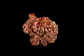 Macro mineral stone Vanadinite on a black background