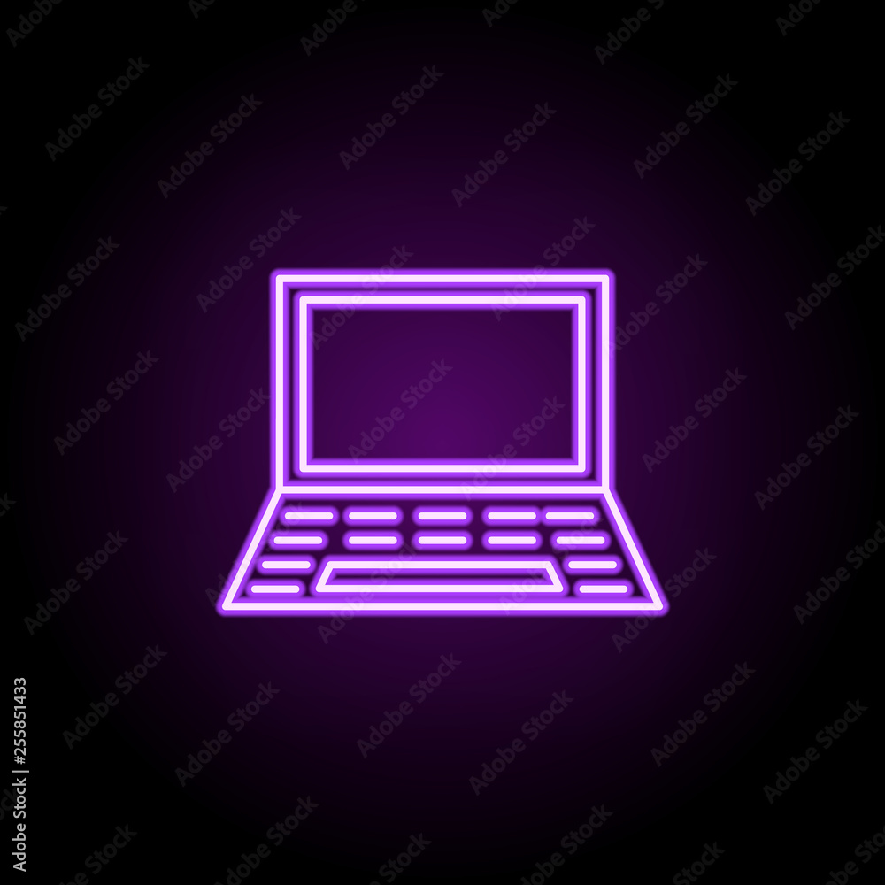 Poster laptop icon. elements of web in neon style icons. simple icon for websites, web design, mobile app, 