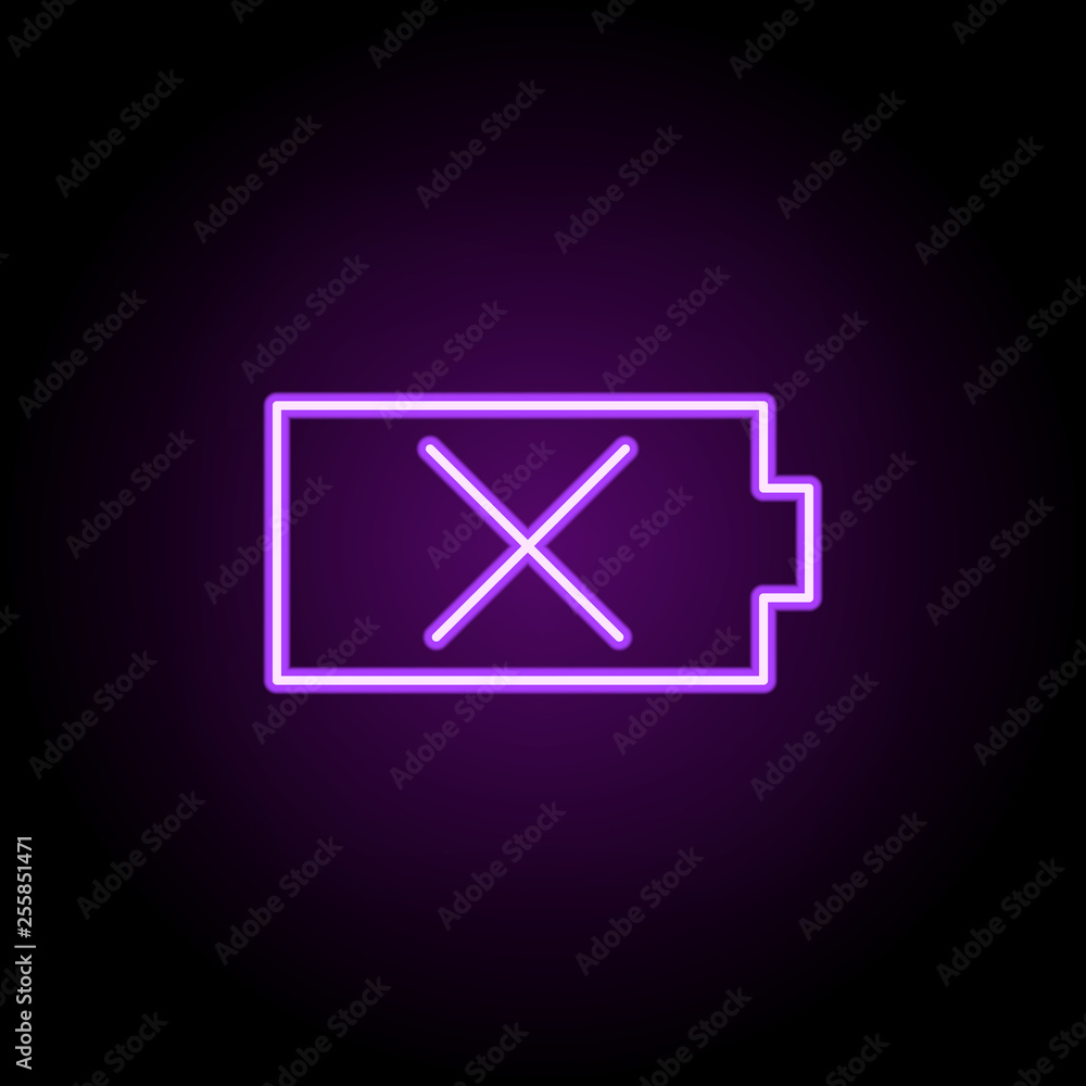 Poster no battery sign icon. elements of web in neon style icons. simple icon for websites, web design, mob