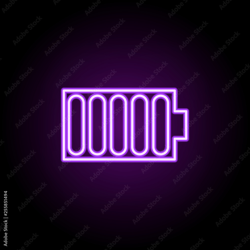 Poster battery full sign icon. elements of web in neon style icons. simple icon for websites, web design, m
