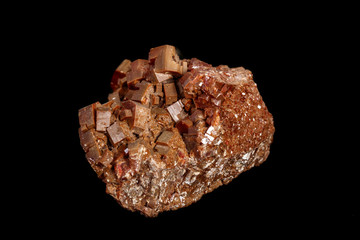 Macro mineral stone Vanadinite on a black background