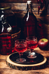 Two glasses of red homemade wine