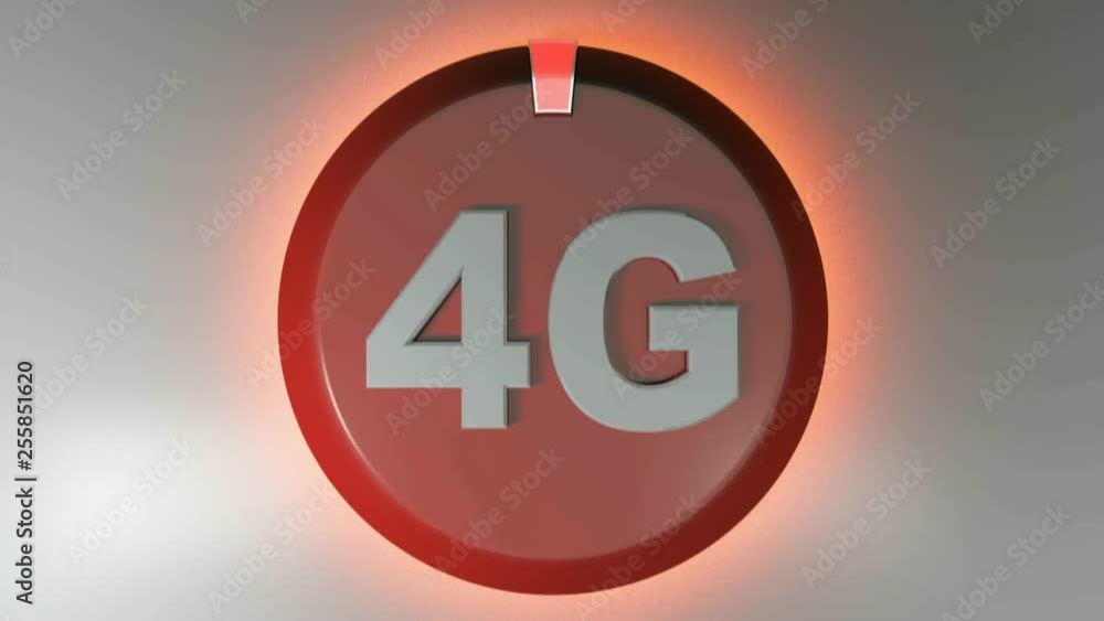 Poster 4g red circle icon with rotating light cursor - 3d rendering animation