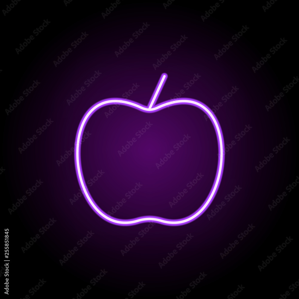 Poster apple icon. elements of web in neon style icons. simple icon for websites, web design, mobile app, i