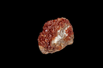 Macro mineral stone Vanadinite on a black background