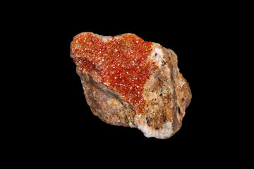 Macro mineral stone Vanadinite on a black background