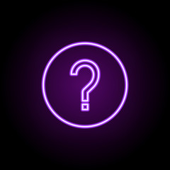 question mark icon. Elements of Web in neon style icons. Simple icon for websites, web design, mobile app, info graphics