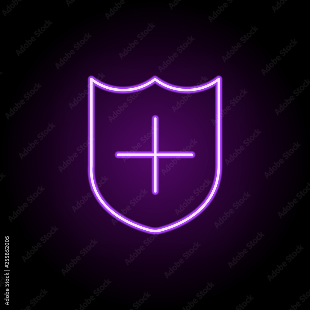 Poster protection shield icon. elements of web in neon style icons. simple icon for websites, web design, m