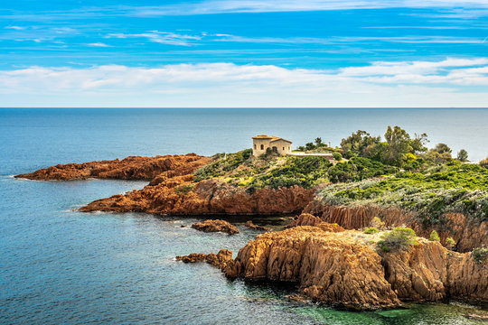 red rocks coast Cote d Azur near Cannes, France