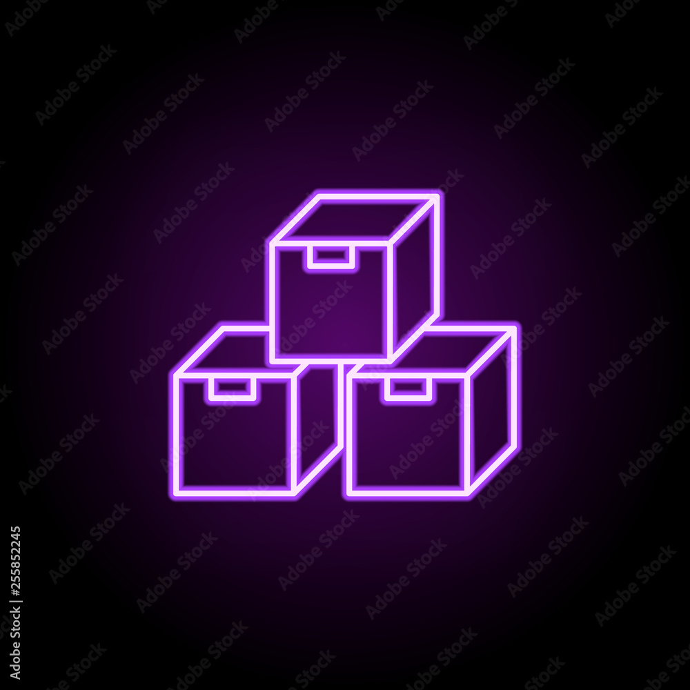 Poster delivery packages icon. elements of web in neon style icons. simple icon for websites, web design, m