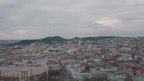 Aerial City Lviv, Ukraine. European City. Popular areas of the town