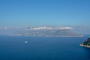 Far view over the sea to Naples