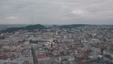 Aerial City Lviv, Ukraine. European City. Popular areas of the town