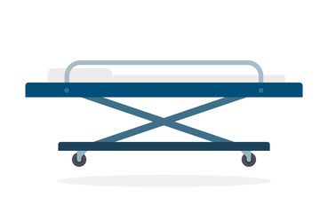 Stretcher on wheels vector flat material design isolated object on white background.