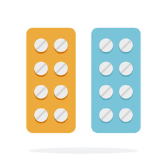 Round tablets vector flat material design isolated object on white background.