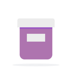 Plastic jar for drugs vector flat material design isolated object on white background.