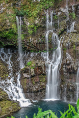 Fototapeta na wymiar view on waterfall with jungle on mauritius island