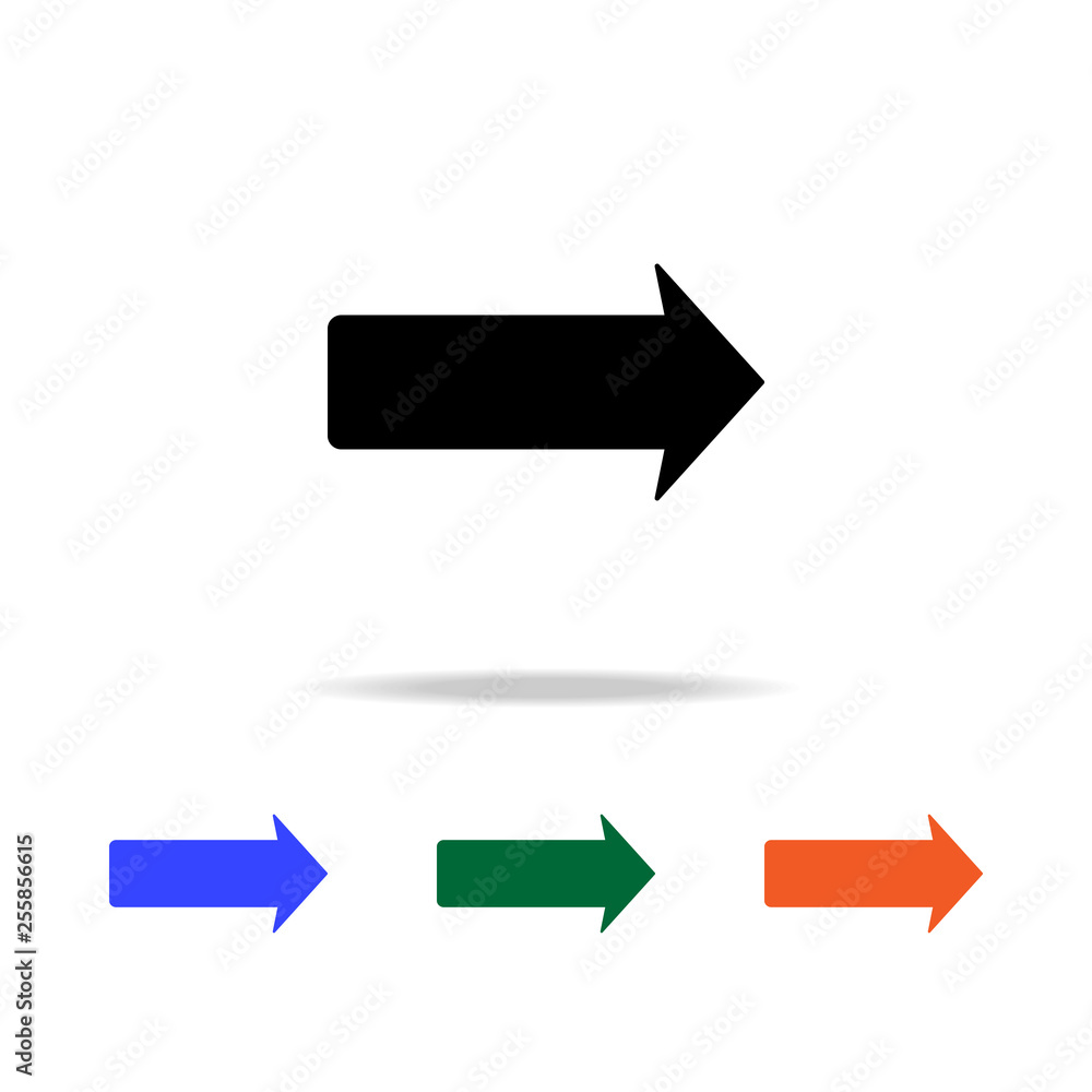 Poster bold arrow on the right icon. elements of simple web icon in multi color. premium quality graphic de