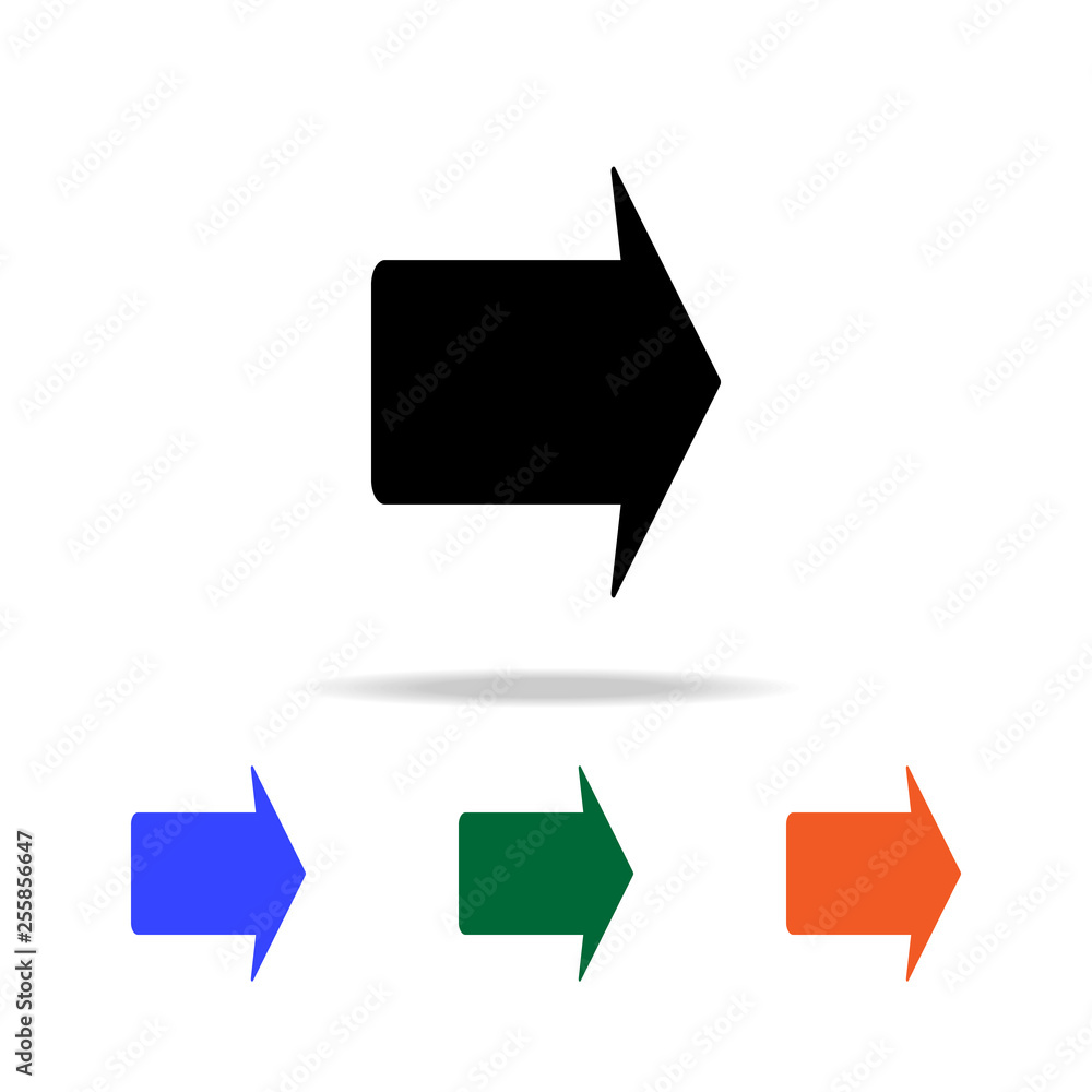 Poster bold arrow on the right icon. elements of simple web icon in multi color. premium quality graphic de
