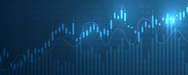 Fototapeta premium Business candle stick graph chart of stock market investment trading, Bullish point, Bearish point for business and financial concepts, reports and investment. Vector illustration