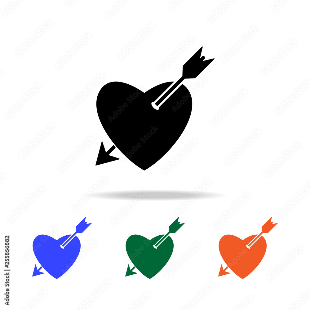 Poster pierced heart with an arrow icon. elements of simple web icon in multi color. premium quality graphi