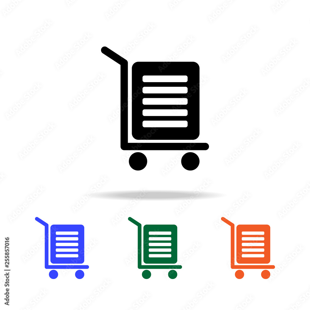 Poster luggage on a cart icon. elements of simple web icon in multi color. premium quality graphic design i