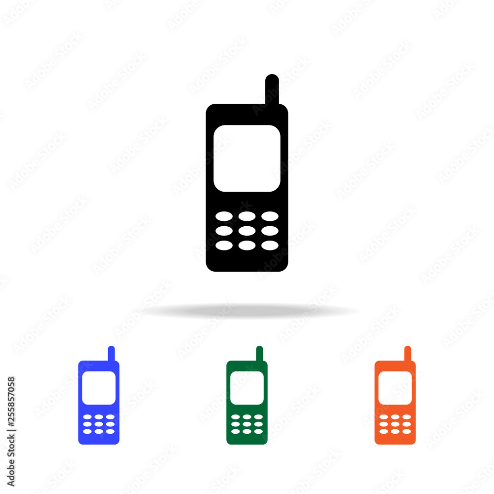 Poster old mobile phone with antenna icon. elements of simple web icon in multi color. premium quality grap