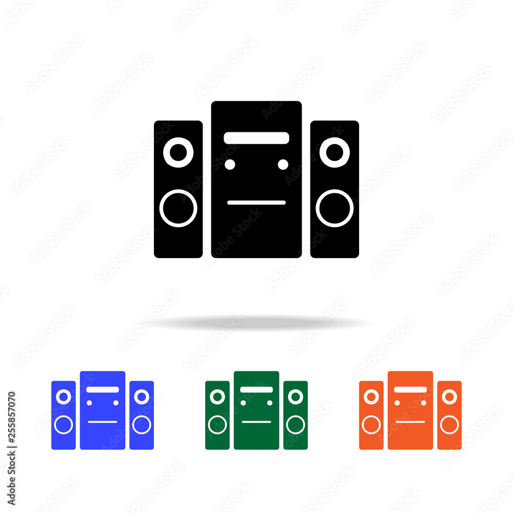 Poster acoustic music system icon. elements of simple web icon in multi color. premium quality graphic desi