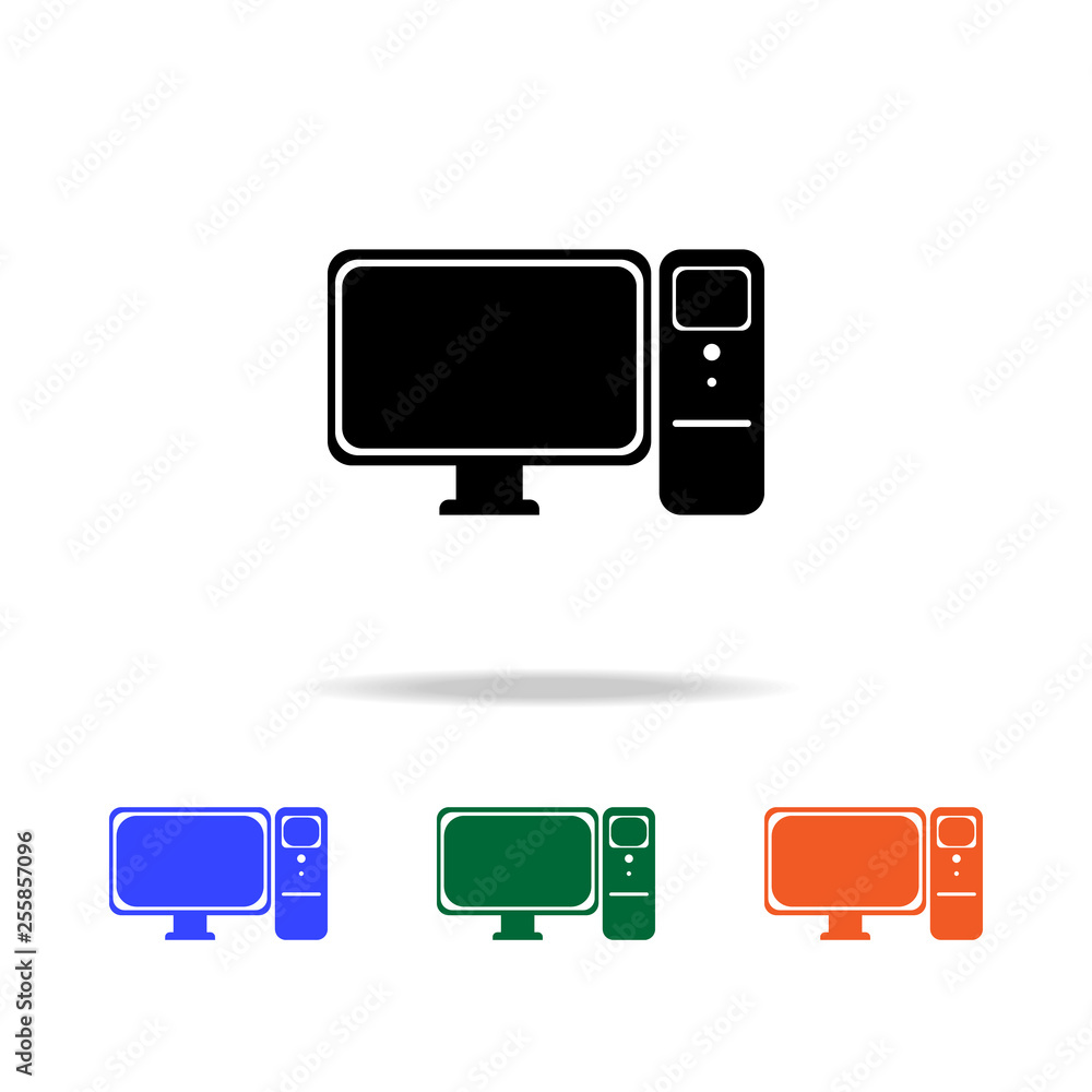 Poster personal computer icon. elements of simple web icon in multi color. premium quality graphic design i