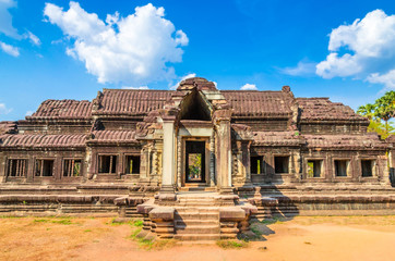 Buildings on territory of ancient temple complex Angkor Wat, Siem Reap, Cambodia.