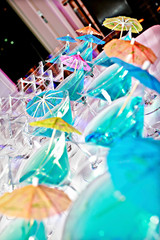 Close up of drinks and glasses