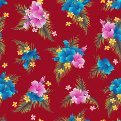 Fototapeta na wymiar Hibiscus flower pattern illustration