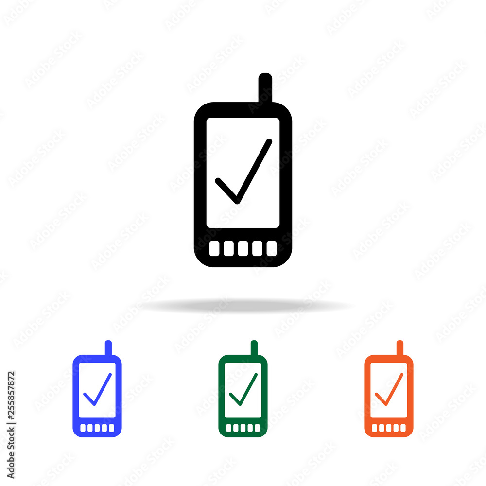 Poster verified smart phone icon. elements of simple web icon in multi color. premium quality graphic desig