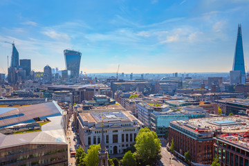 View of London cityscape from the Golden Gallery of St. Paul's Cathedral