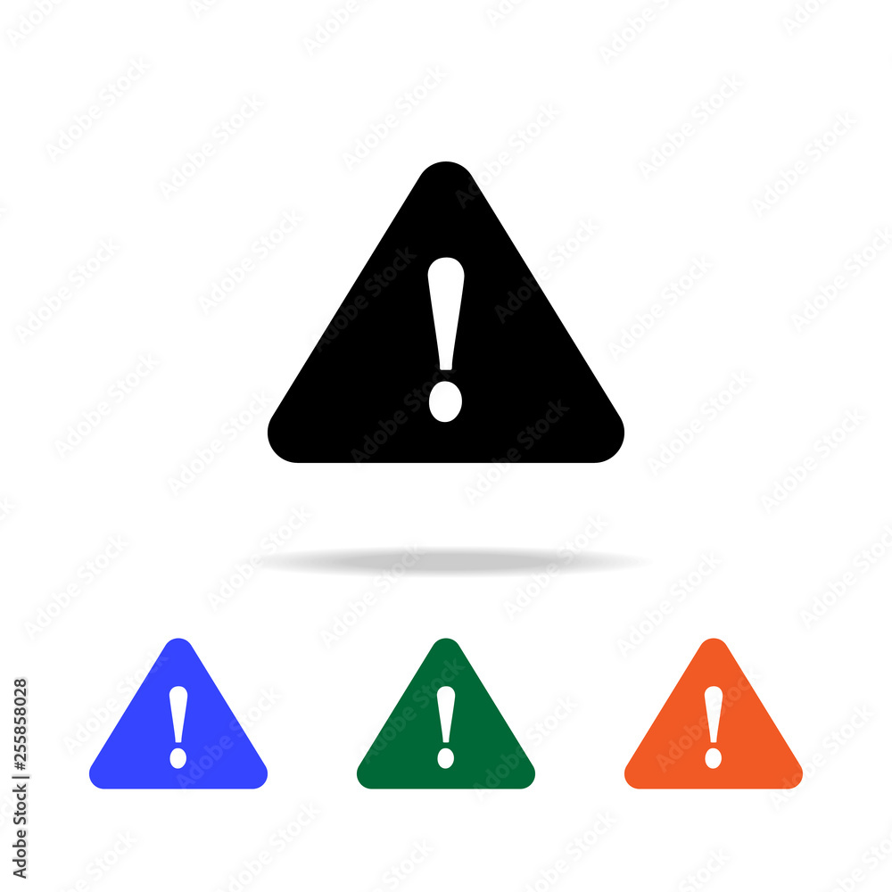 Poster triangular exclamation point icon. elements of simple web icon in multi color. premium quality graph