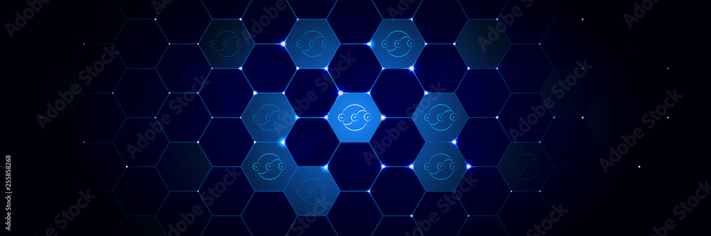 Poster time paradox icon. from mad science set in the technological comb background