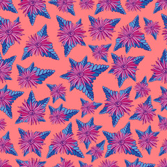 Seamless abstract flowers creative texture. Artistic print, floral colorful fantasy textile. Vector creative fabric art.