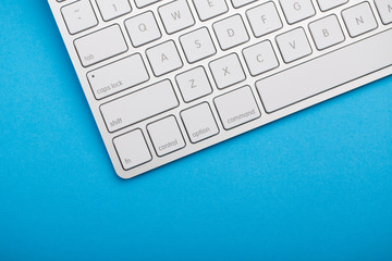 Top View Of White Keyboard With Copy Space