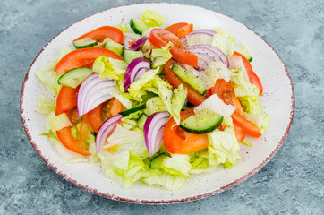 Salad from fresh spring vegetables, dietary dish.