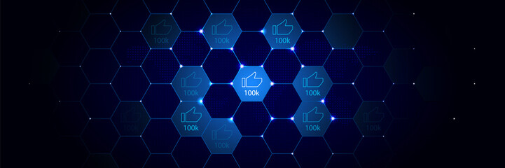 like 100k icon from online and web filled set in the technological comb background