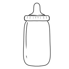 baby bottle hand drawn, isolated on white