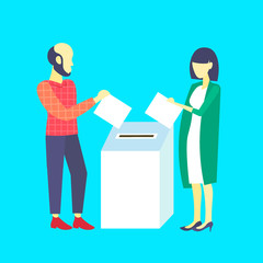 Election day concept casual woman man voters