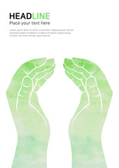 Watercolor hand silhouette illustration.