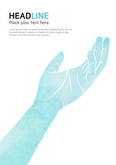 Watercolor hand silhouette illustration.