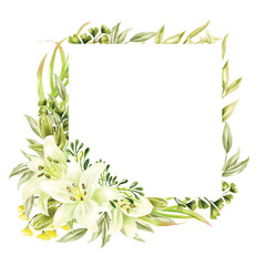 greenery watercolor lily frame multipurpose background