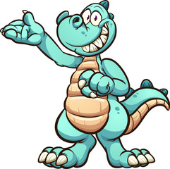 Happy cartoon dinosaur clip art. Vector illustration with simple gradients. All in a single layer. 