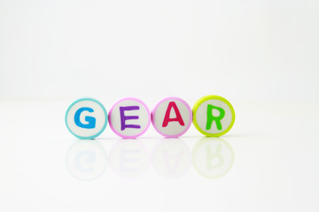 Fototapeta premium Alphabet printed on the round shape eraser background