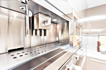 Closeup of a modern wall oven in the kitchen